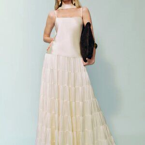 Reformation Agnes Silk Dress Ivory - Size 4